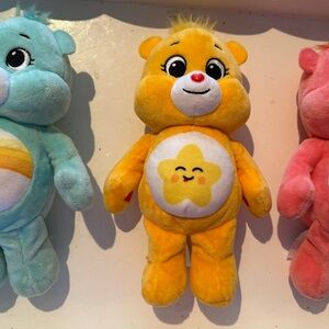 3 Care Bears Wish Bear 2021 10"Blue Aqua Shooting Star,Yellow Laugh Lot, Love Lo